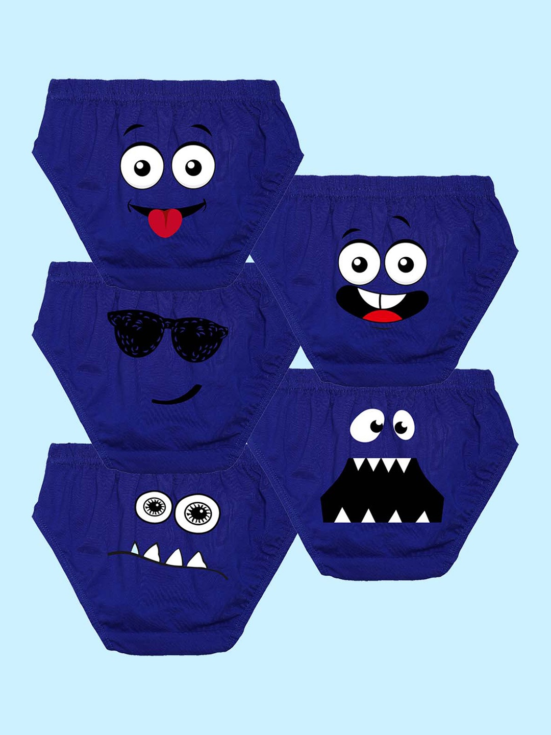 

NUSYL Boys Pack Of 5 Printed Cotton Basic Briefs NUBCBRFPO5.0031, Blue