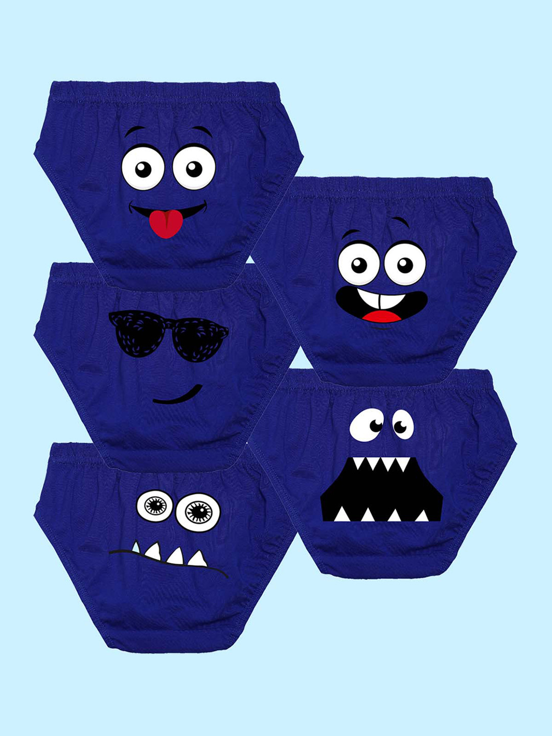 

NUSYL Boys Pack Of 5 Graphic Printed Cotton Basic Briefs NUBCBRFPO5.0031, Blue