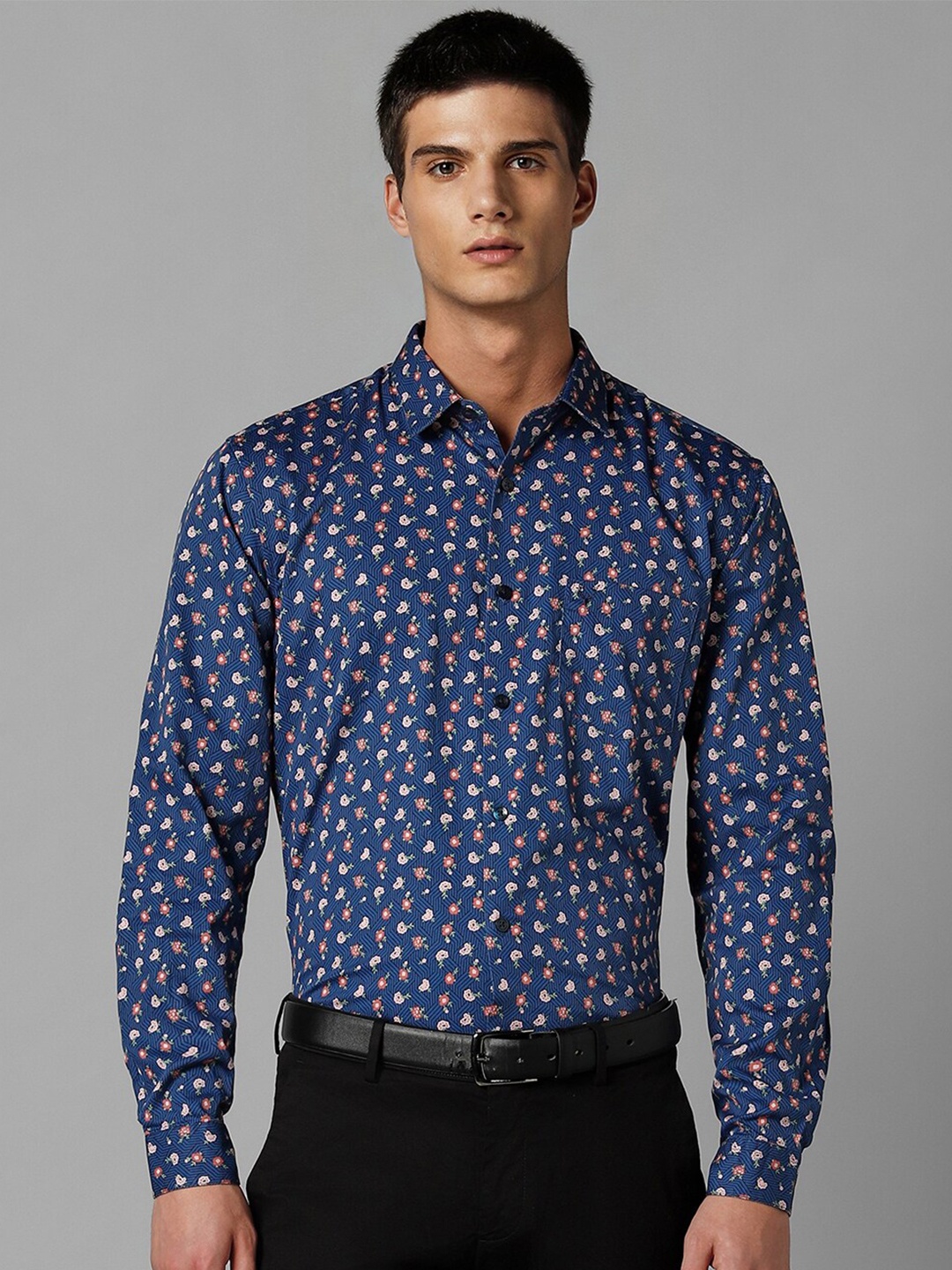 

Allen Solly Slim Fit Floral Printed Pure Cotton Formal Shirt, Blue