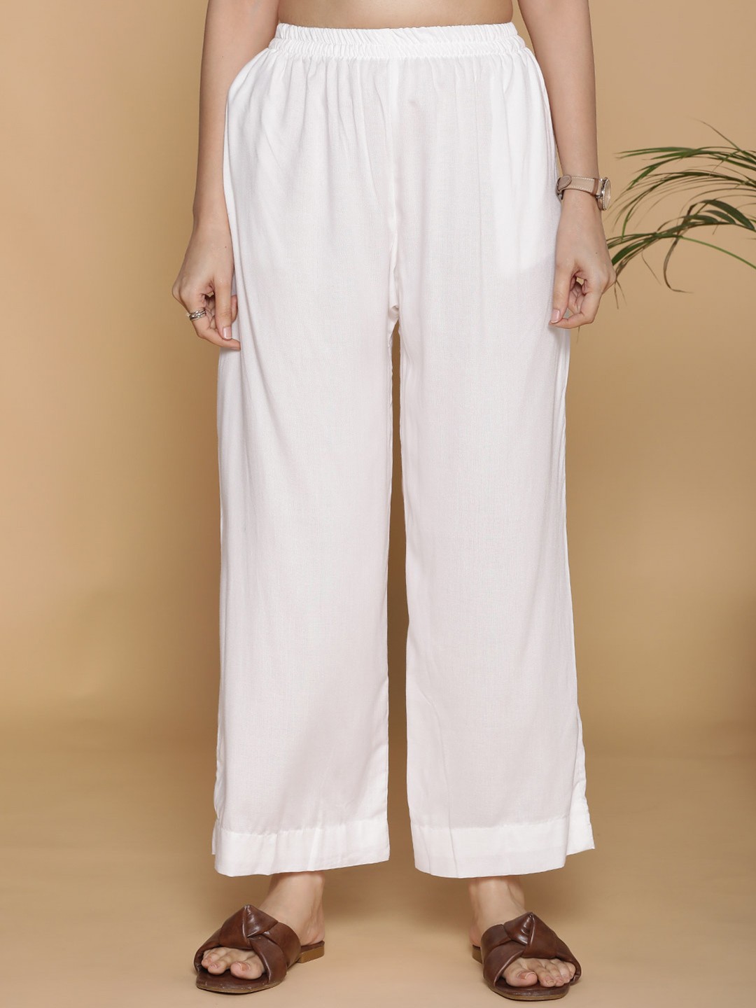 

LetsDressUp Women Chambray Palazzos, White