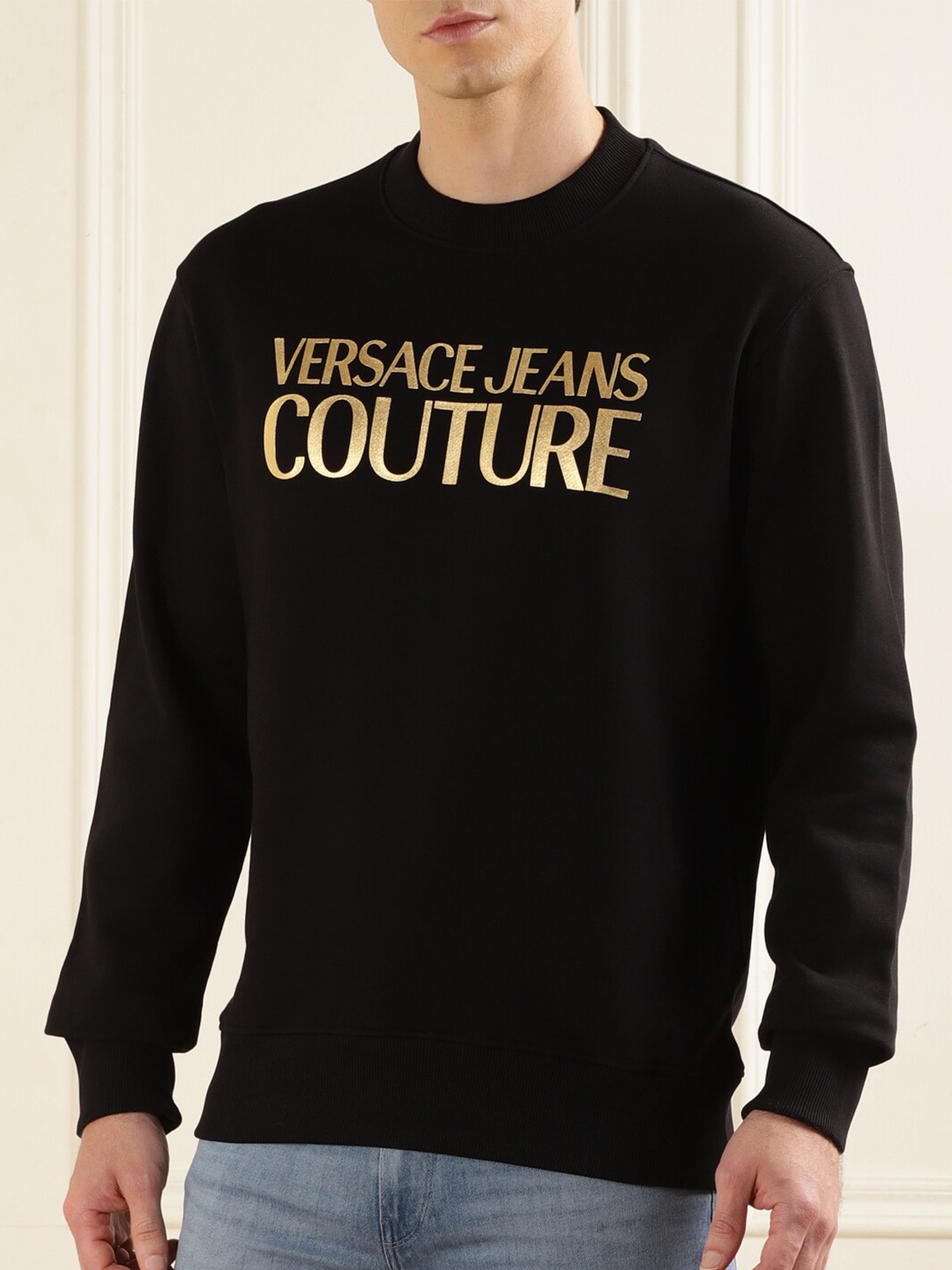 

Versace Jeans Couture Men Printed Cotton Pullover Sweatshirt, Black