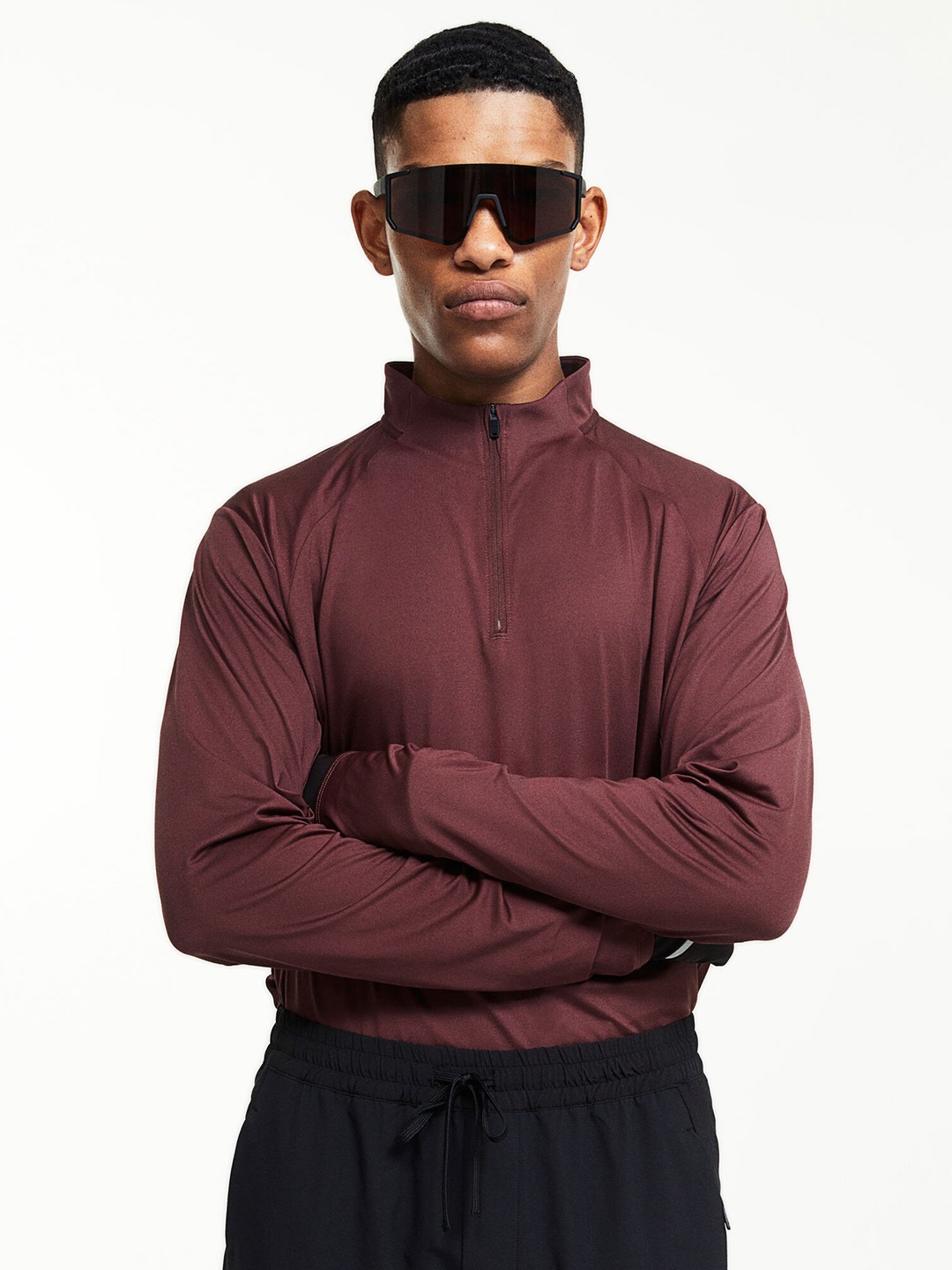 

H&M DryMove Zip-Top Sports Tshirt, Red