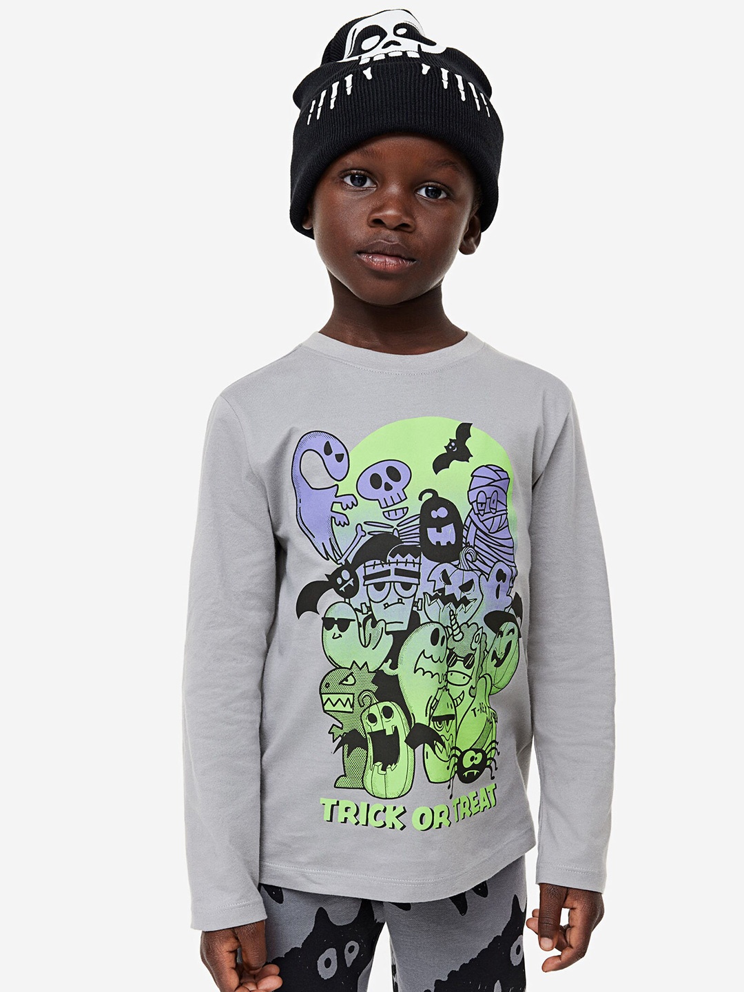 

H&M Boys Pure Cotton Printed Jersey Top, Grey