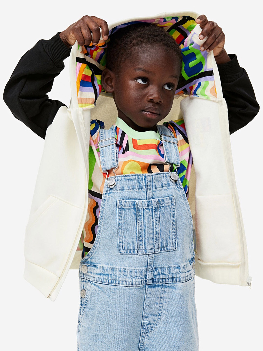 

H&M Boys Pure Cotton Printed Zip-Through Hoodie, White