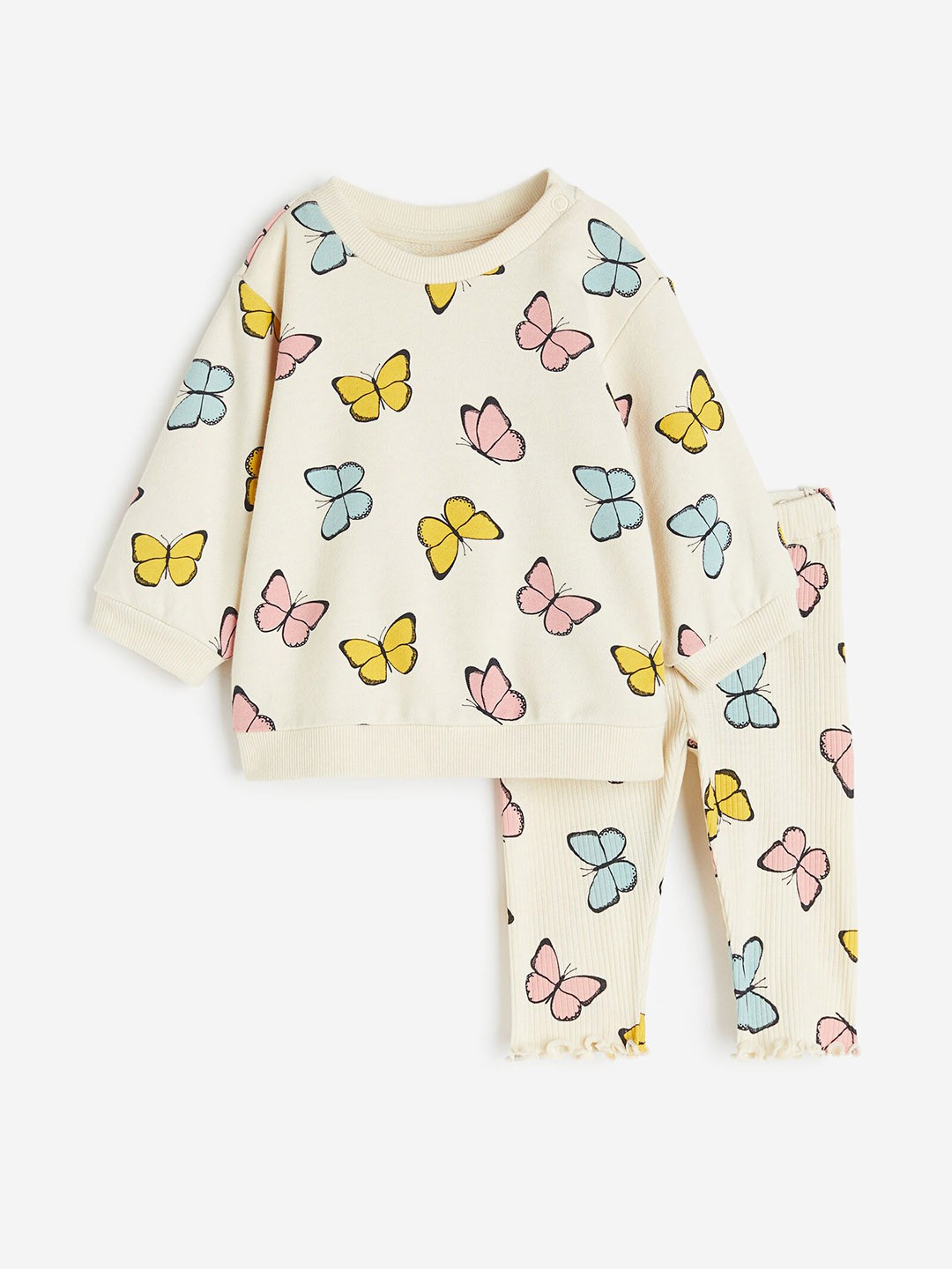 

H&M Girls 2-Piece Sweatshirt And Leggings Set, Beige