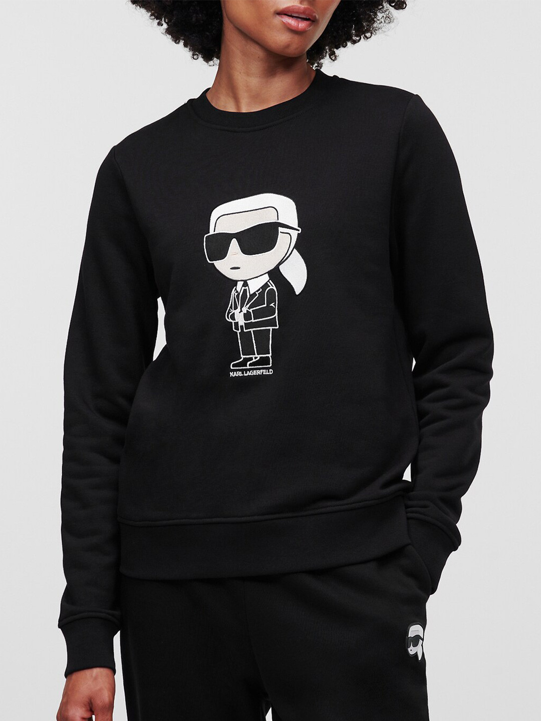 

Karl Lagerfeld Graphic Printed Pullover Cotton Sweatshirt, Black