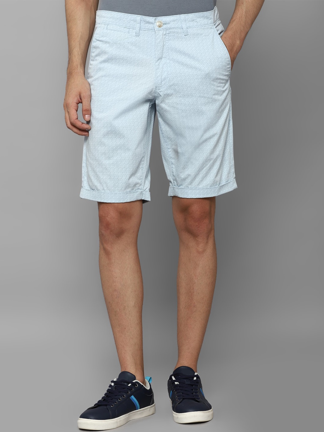 

Allen Solly Men Printed Mid-Rise Slim Fit Pure Cotton Shorts, Blue