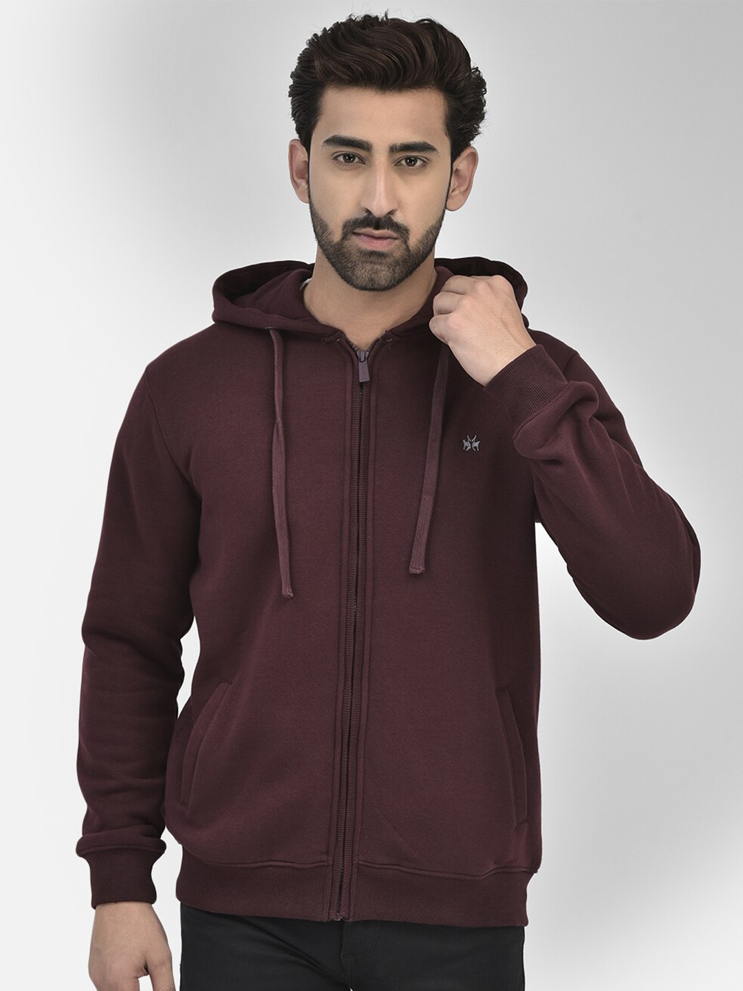 

Crimsoune Club Hooded Front-Open Sweatshirt, Purple