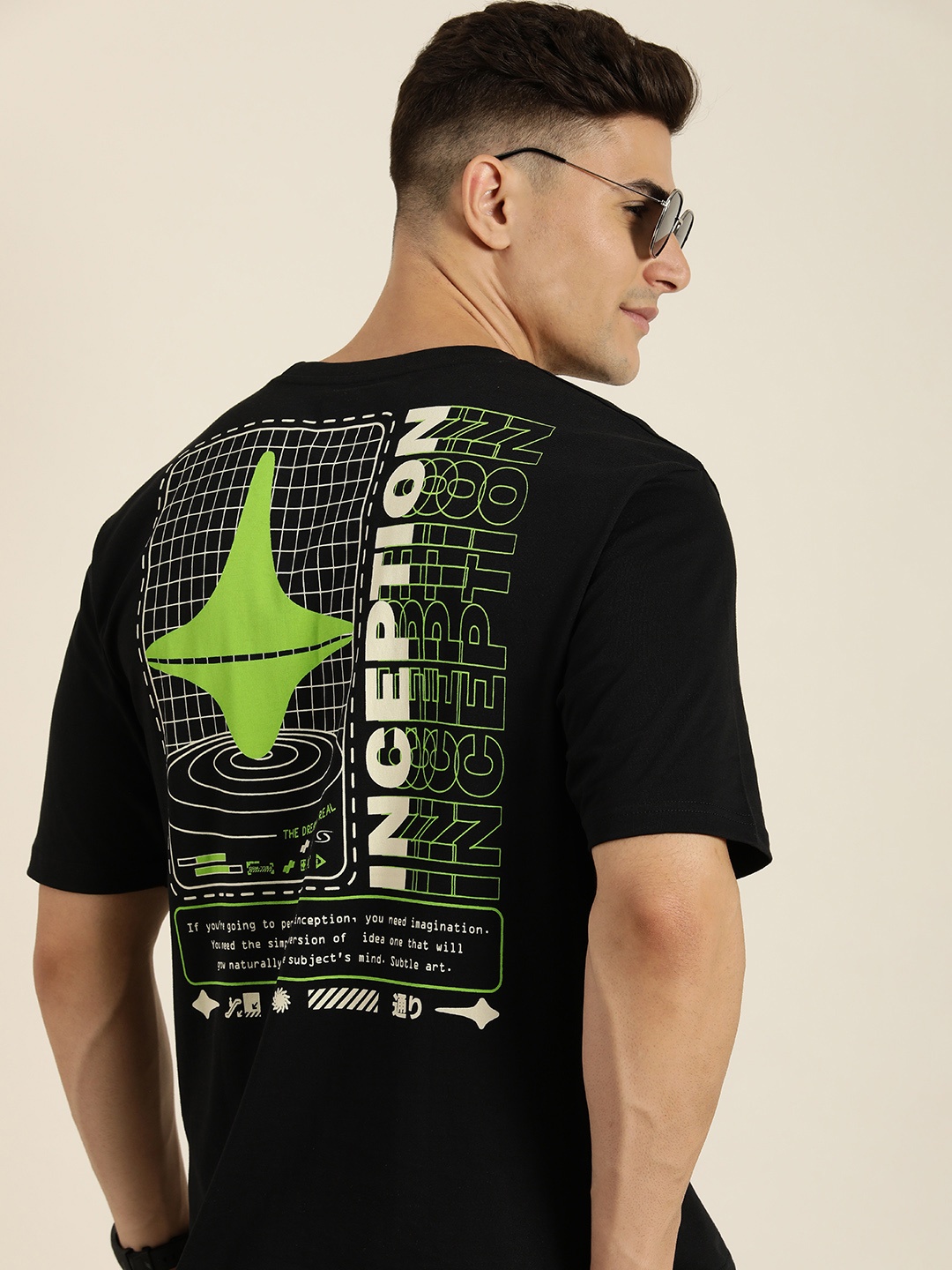 

Difference of Opinion Men Graphic Printed Oversized T-shirt, Black