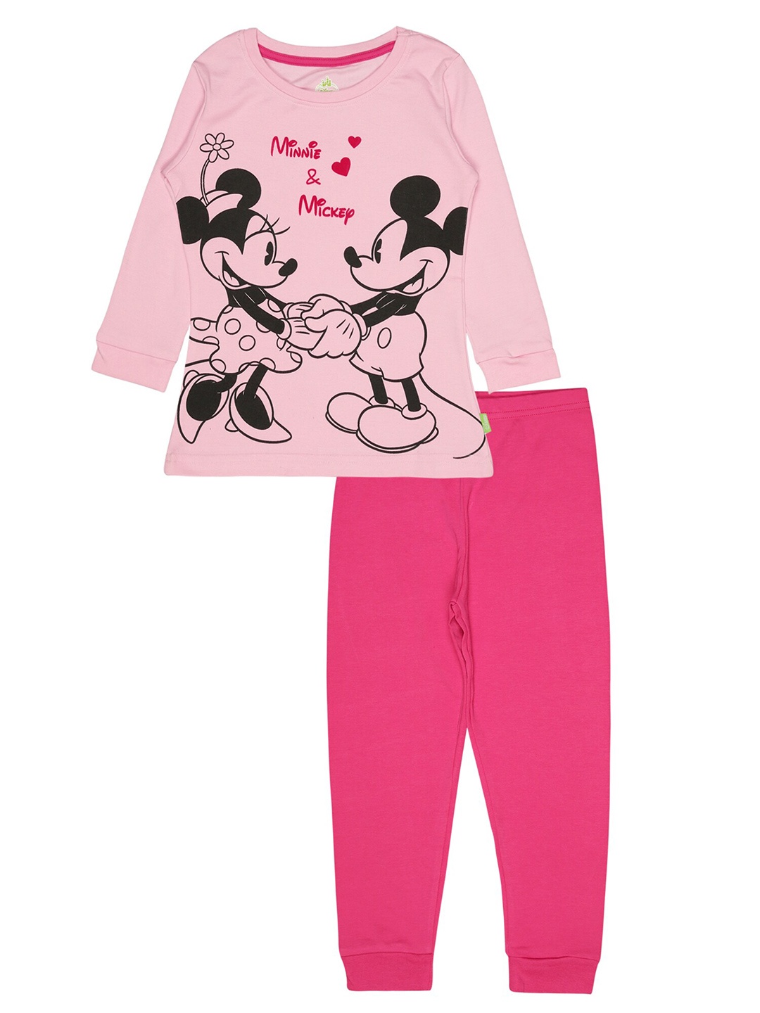 

Bodycare Kids Girls Mickey & Minnie Mouse Printed T-shirt with Trousers, Pink