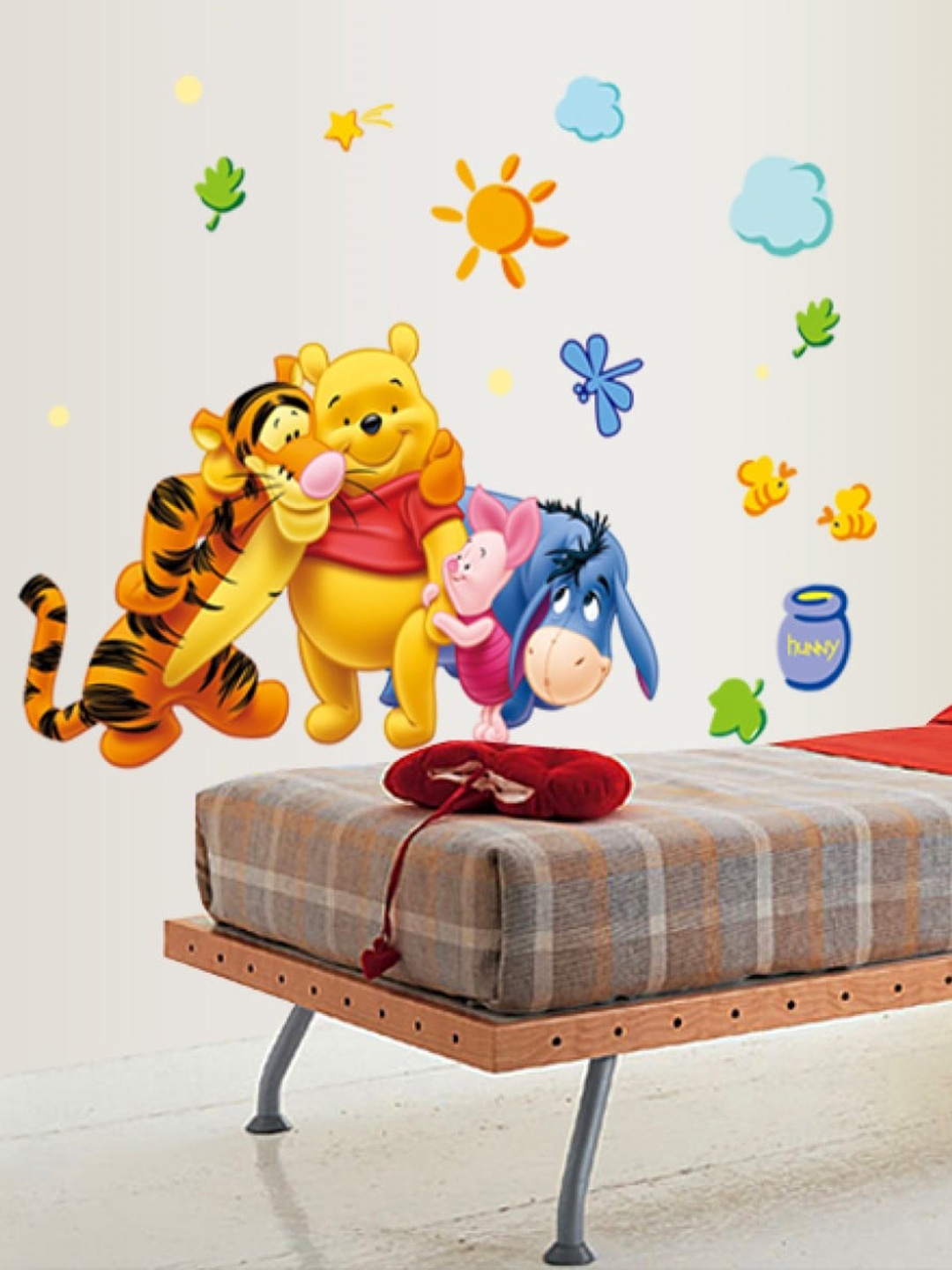 

Jaamso Royals Winnie The Pooh Kids Cartoon Self Adhesive Peel and Stick Wallsticker, Yellow