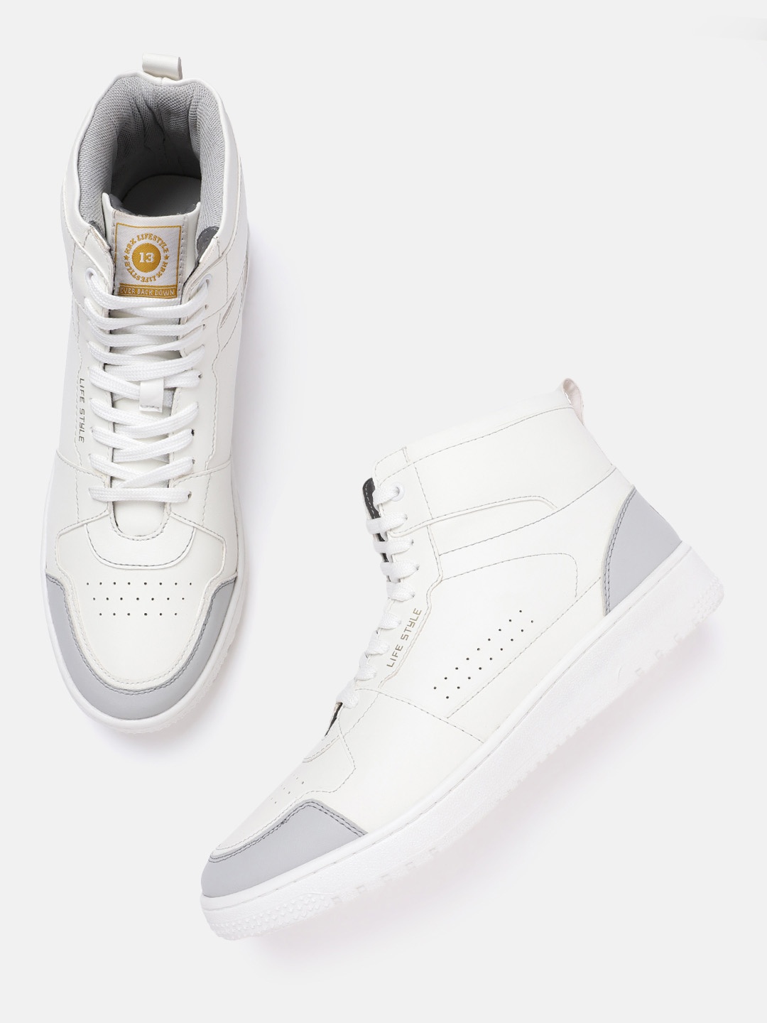 

HRX by Hrithik Roshan Men Club Culture Mid-Top Sneakers, White