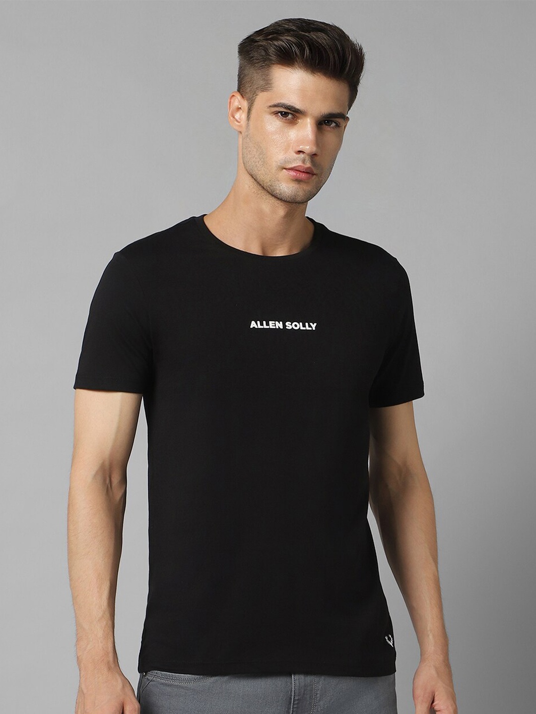 Allen Solly Typography Printed Pure Cotton T-shirt, Black