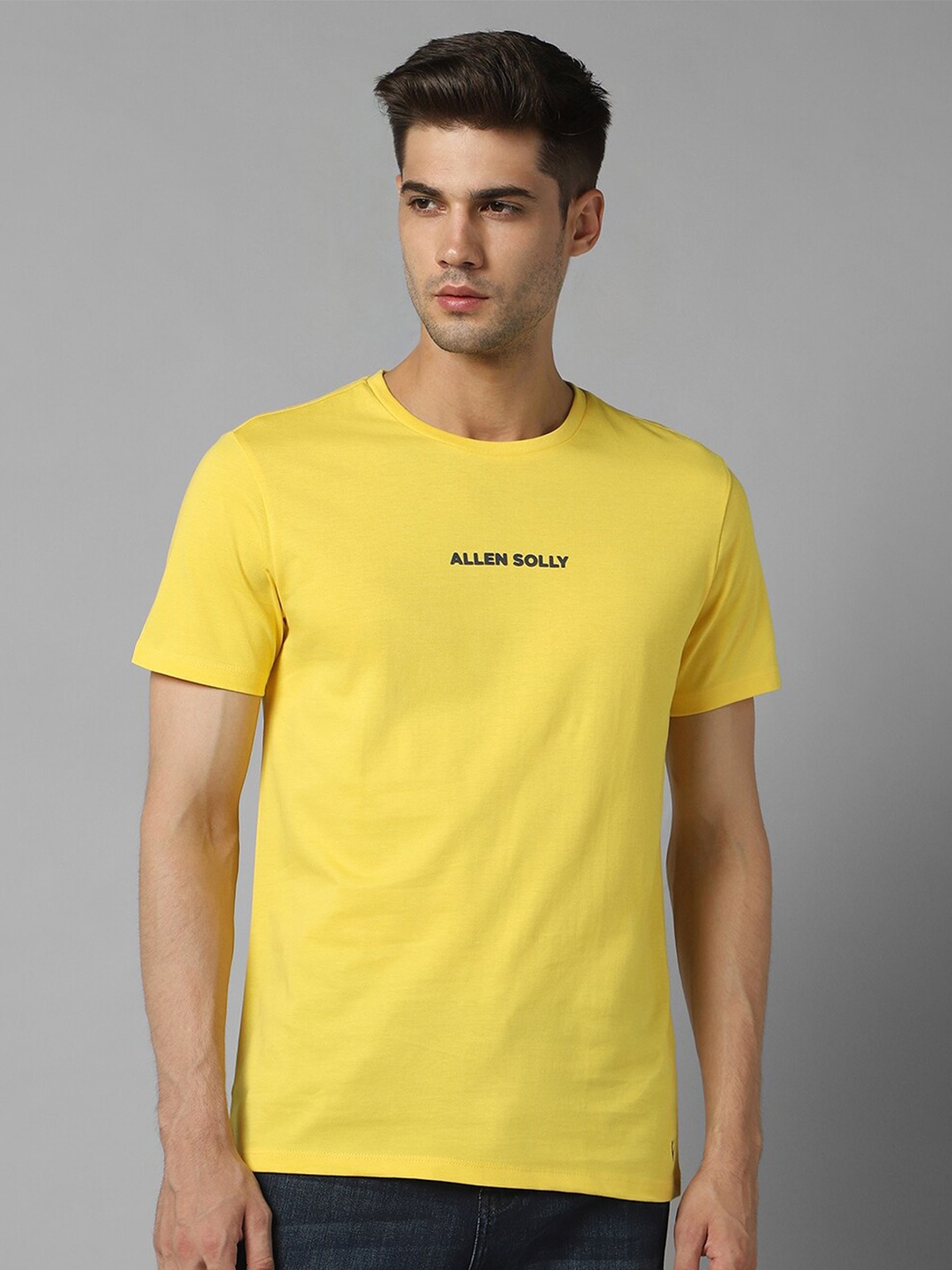 Allen Solly Typography Printed Pure Cotton T-shirt, Yellow
