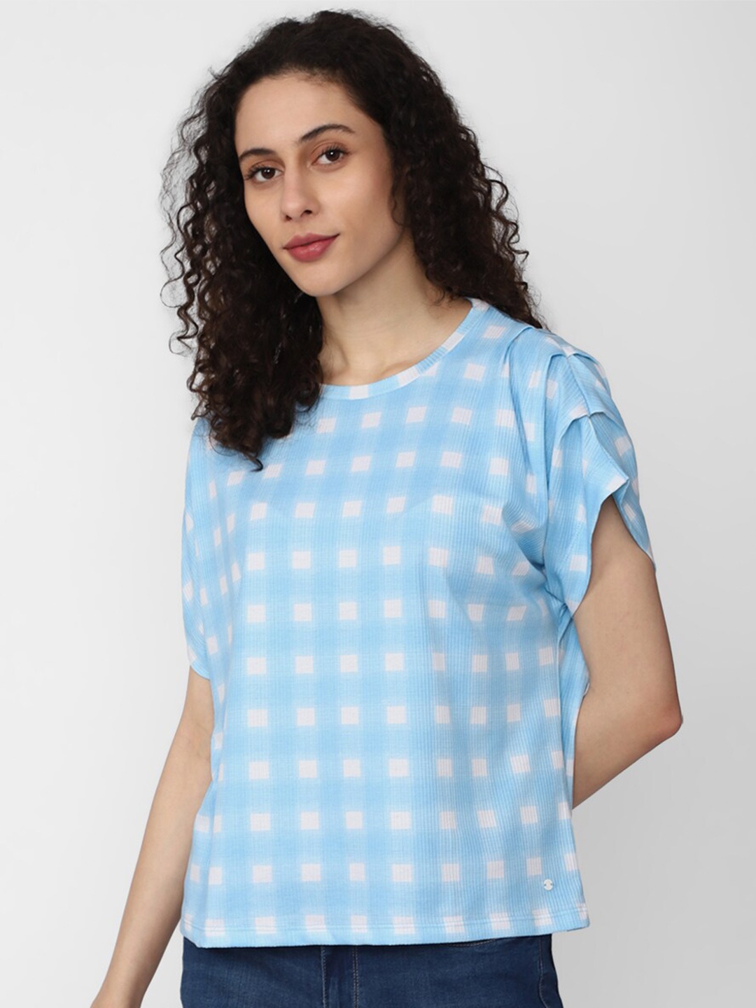 

Van Heusen Woman Checked Boxy Top, Blue