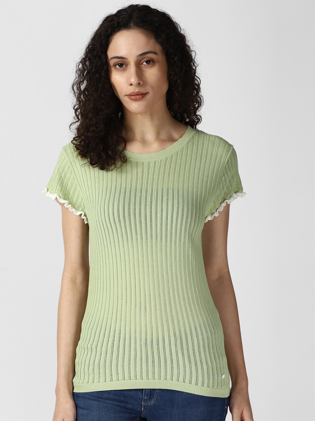 

Van Heusen Woman Self Design Ribbed Formal Top, Green