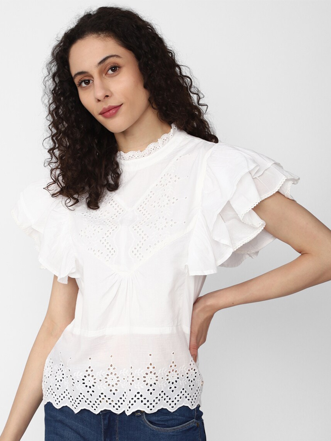 

Van Heusen Woman Self Design Pure Cotton Top, White