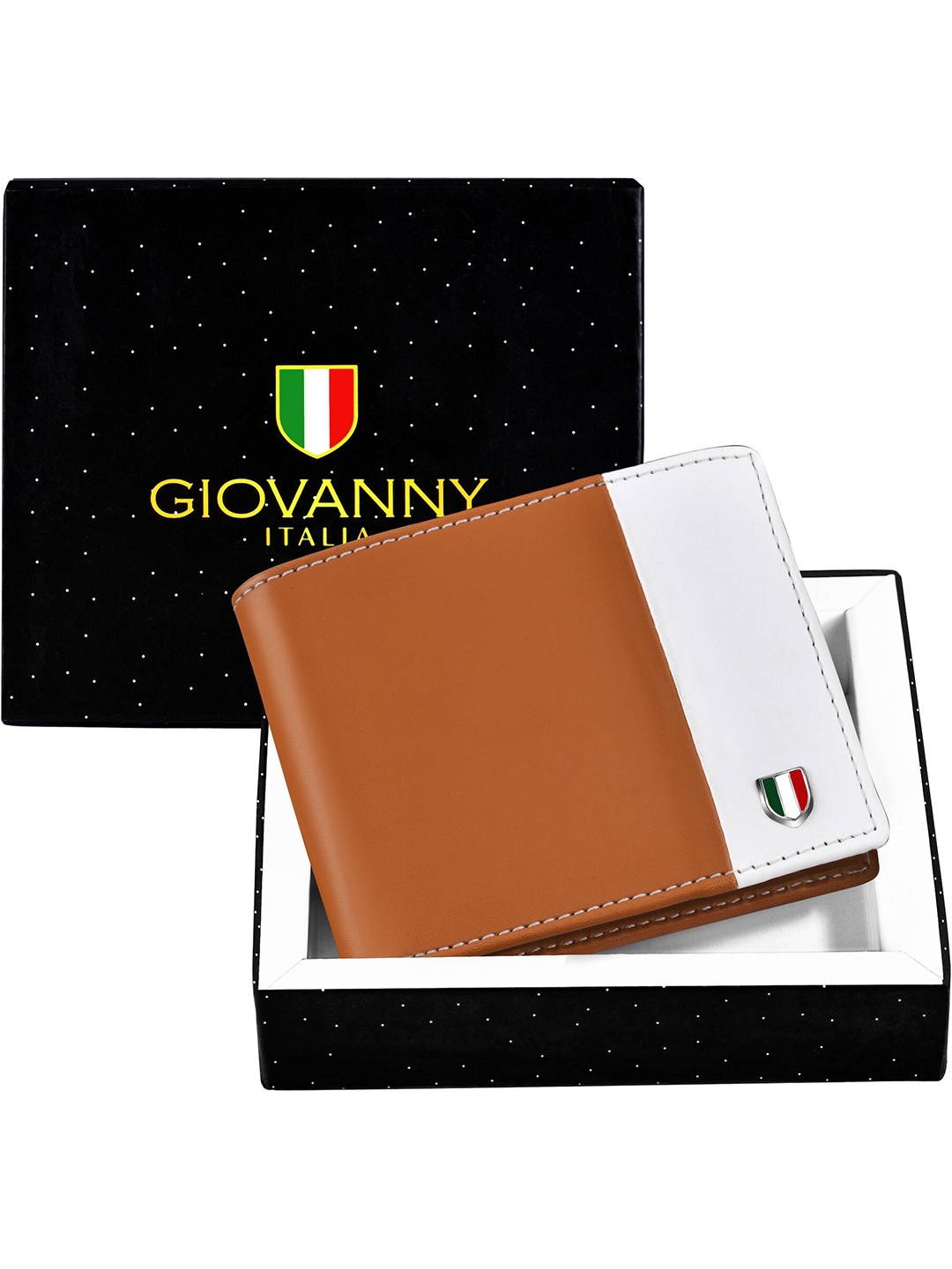 

GIOVANNY Men Leather Two Fold Wallet, Tan