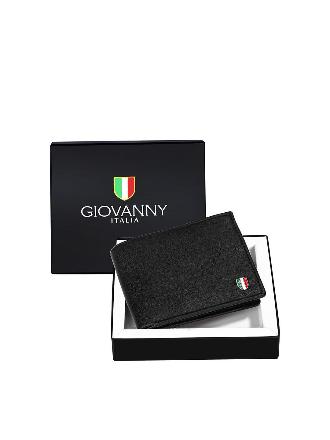 

GIOVANNY Men Leather Two Fold Wallet, Black