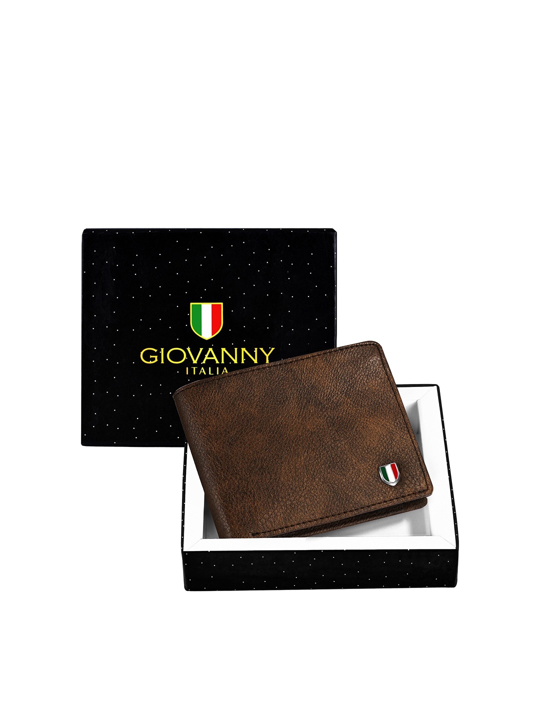 

GIOVANNY Men Leather Two Fold Wallet, Brown