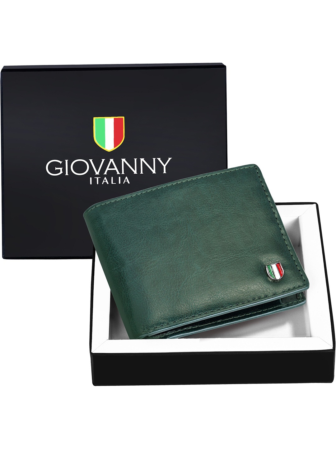 

GIOVANNY Men Leather Two Fold Wallet, Green