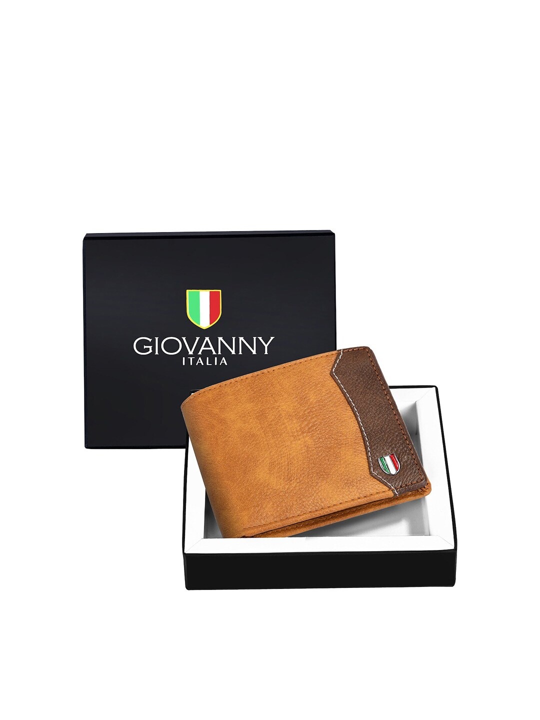 

GIOVANNY Men Leather Two Fold Wallet, Tan