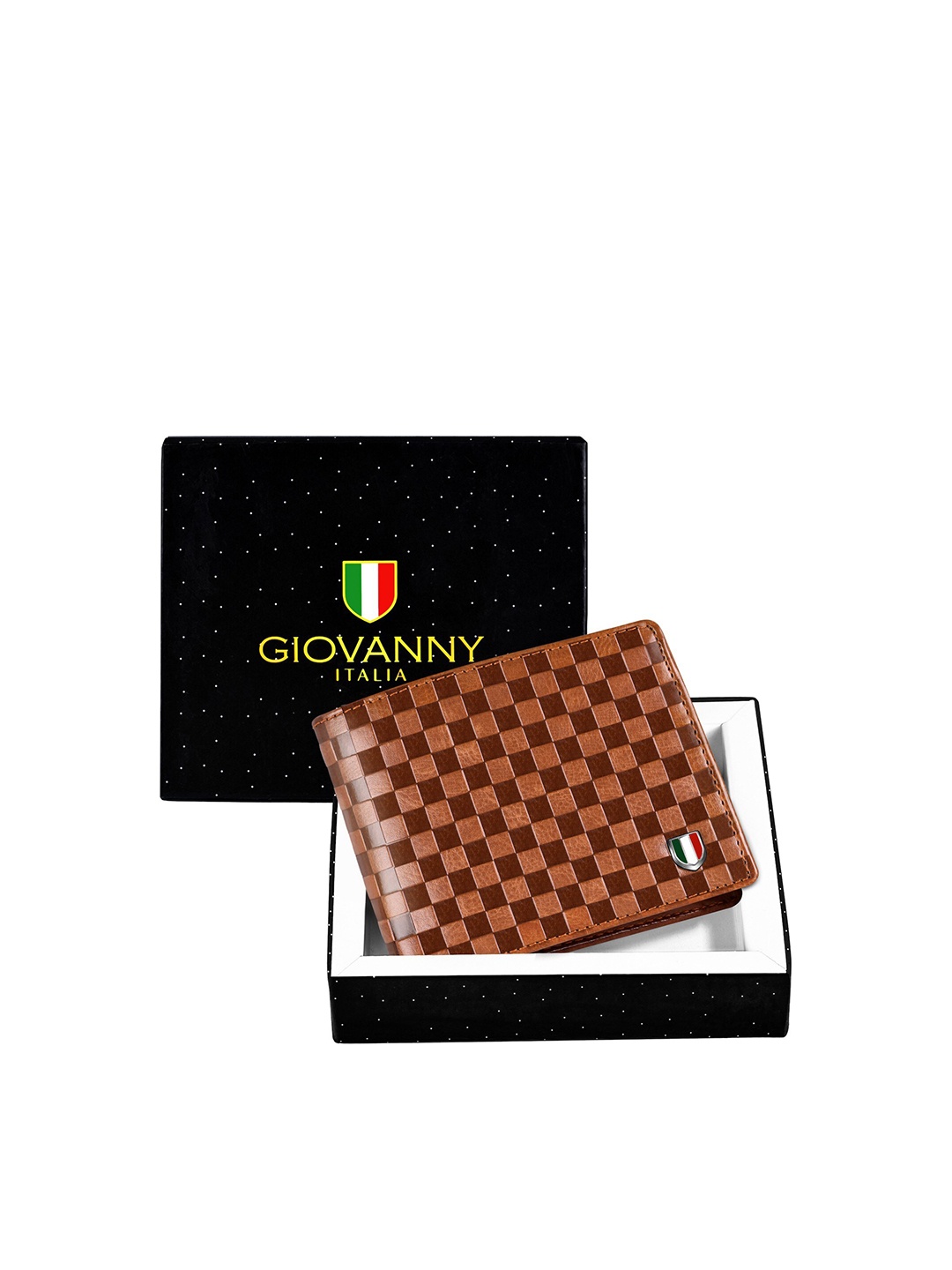 

GIOVANNY Men Checked Two Fold Wallet, Tan