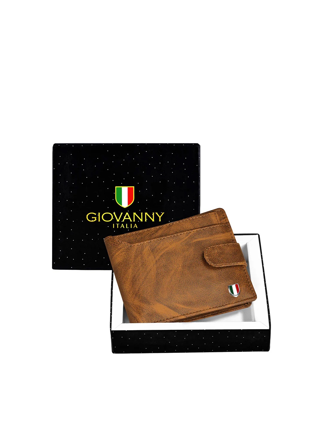 

GIOVANNY Men Leather Two Fold Wallet, Tan