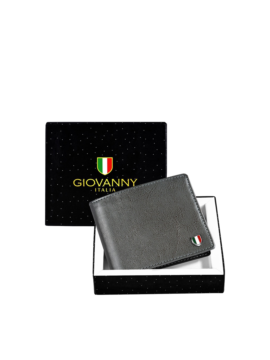 

GIOVANNY Men Leather Two Fold Wallet, Grey