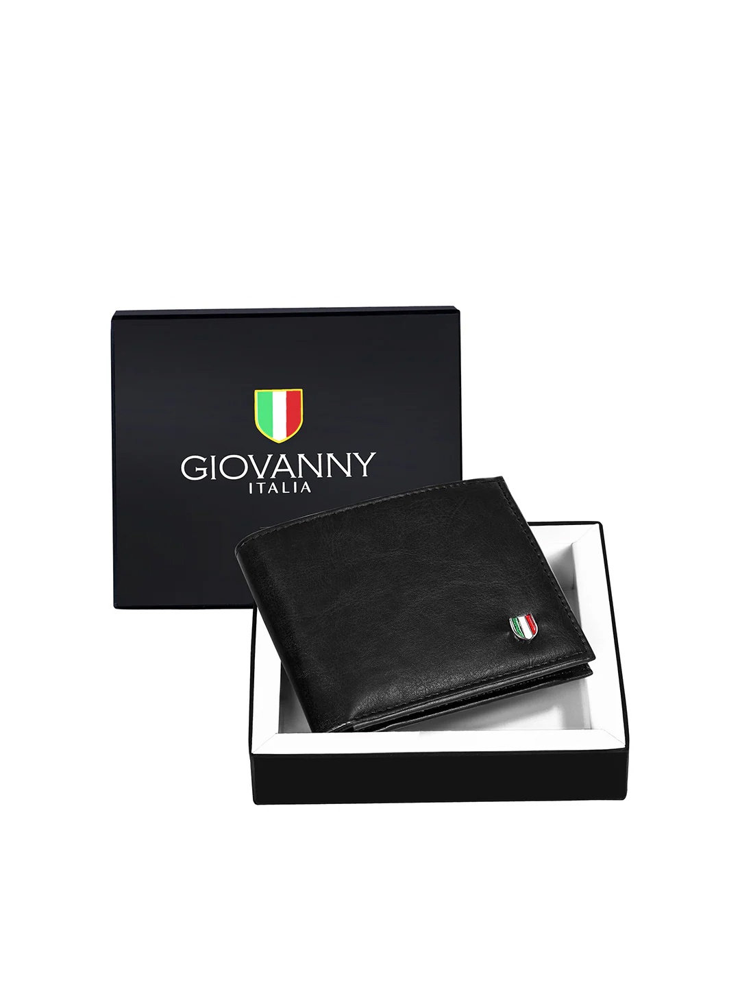 

GIOVANNY Men Leather Two Fold Wallet, Black