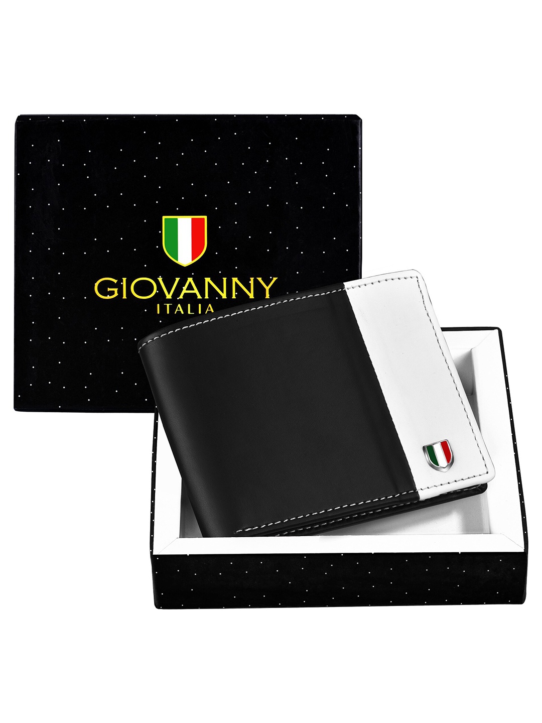 

GIOVANNY Men Colourblocked Leather Two Fold Wallet, Black