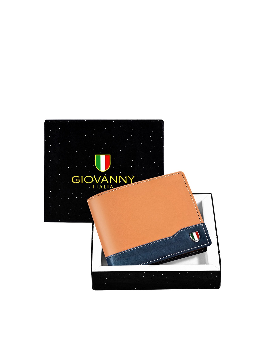 

GIOVANNY Men Colourblocked Leather Two Fold Wallet, Tan