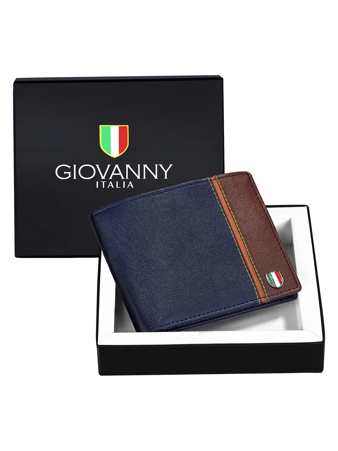 

GIOVANNY Men Leather Two Fold Wallet, Blue