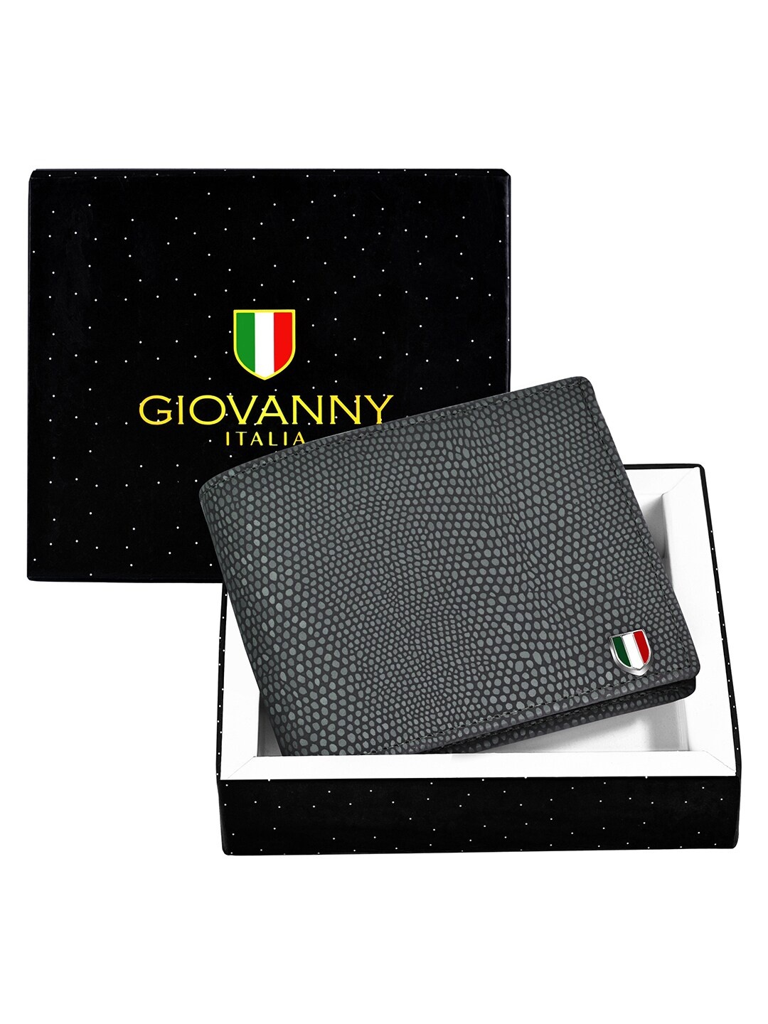 

GIOVANNY Men Leather Two Fold Wallet, Grey