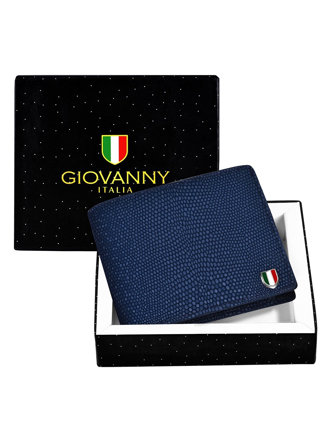 

GIOVANNY Men Leather Two Fold Wallet, Blue