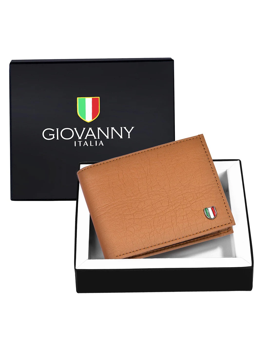 

GIOVANNY Men Leather Two Fold Wallet, Tan