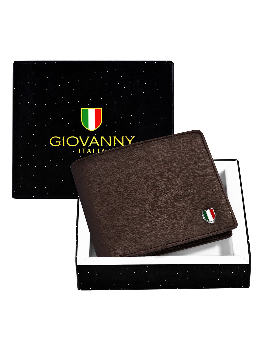 

GIOVANNY Men Textured Leather Two Fold Wallet, Brown