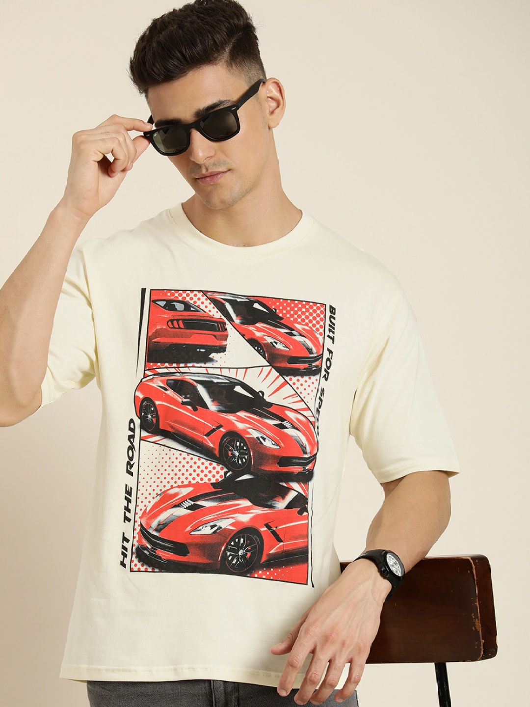 

Difference of Opinion Men Graphic Printed Oversized T-shirt, Off white