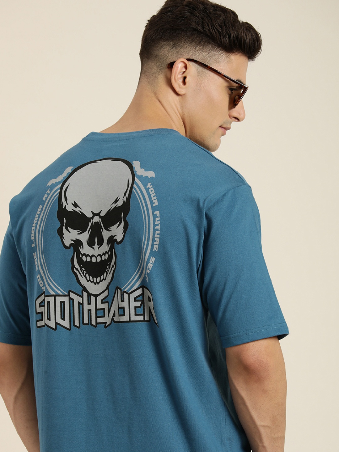 

Difference of Opinion Men Graphic Printed Oversized T-shirt, Teal