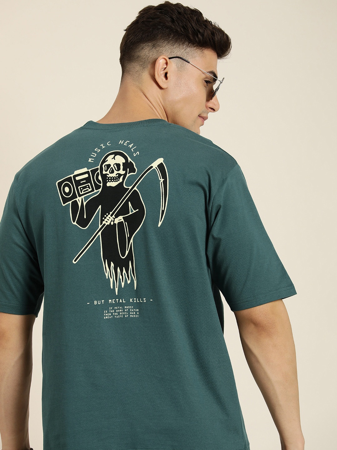 

Difference of Opinion Men Graphic Printed Oversized T-shirt, Green