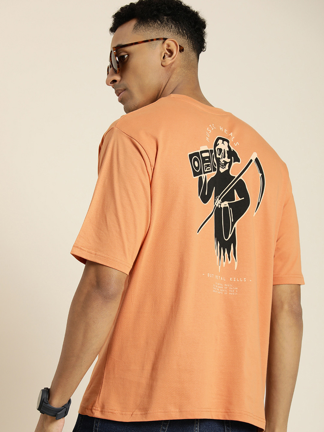 

Difference of Opinion Men Graphic Printed Oversized T-shirt, Brown