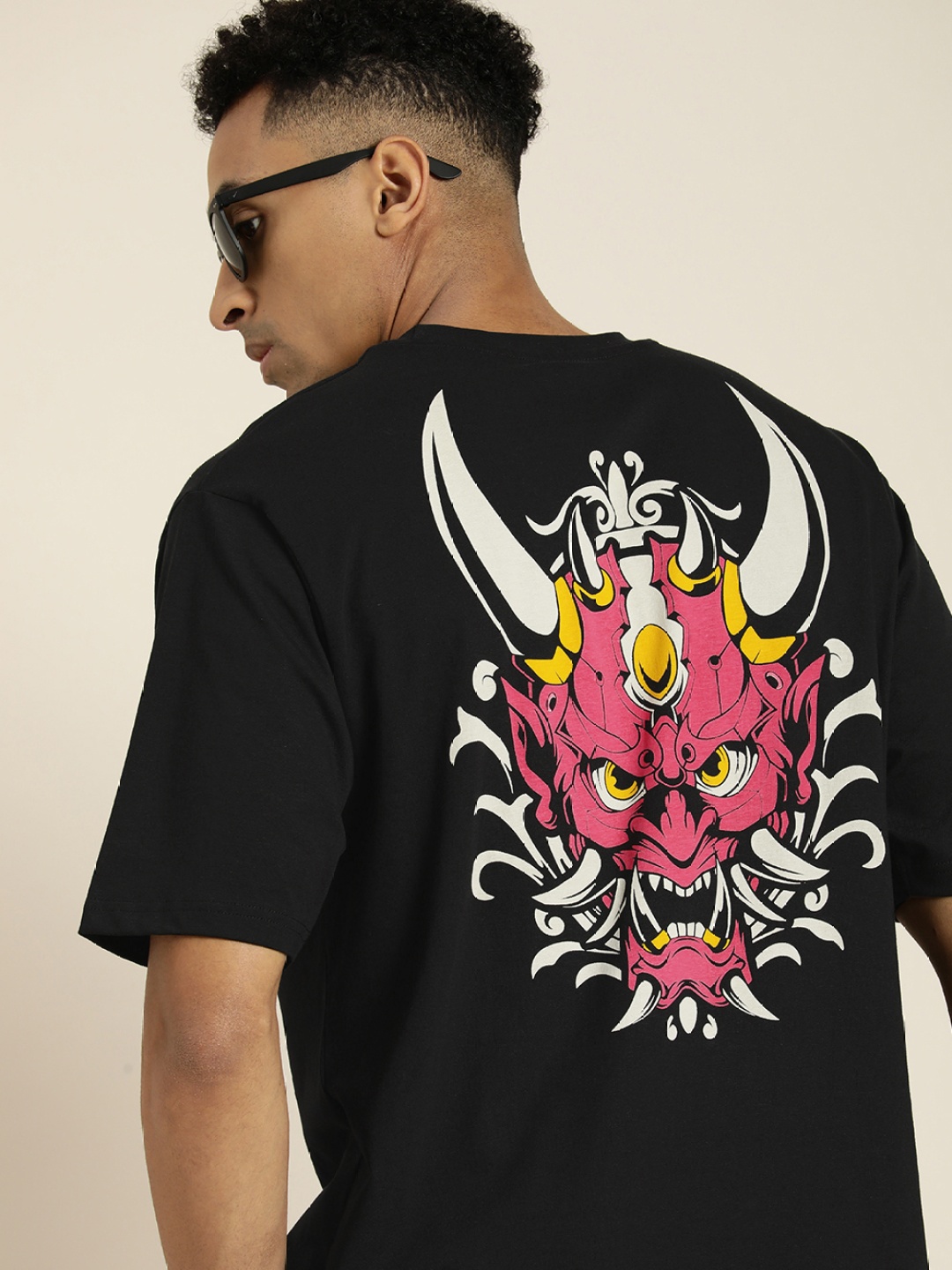 

Difference of Opinion Men Graphic Printed Oversized T-shirt, Black