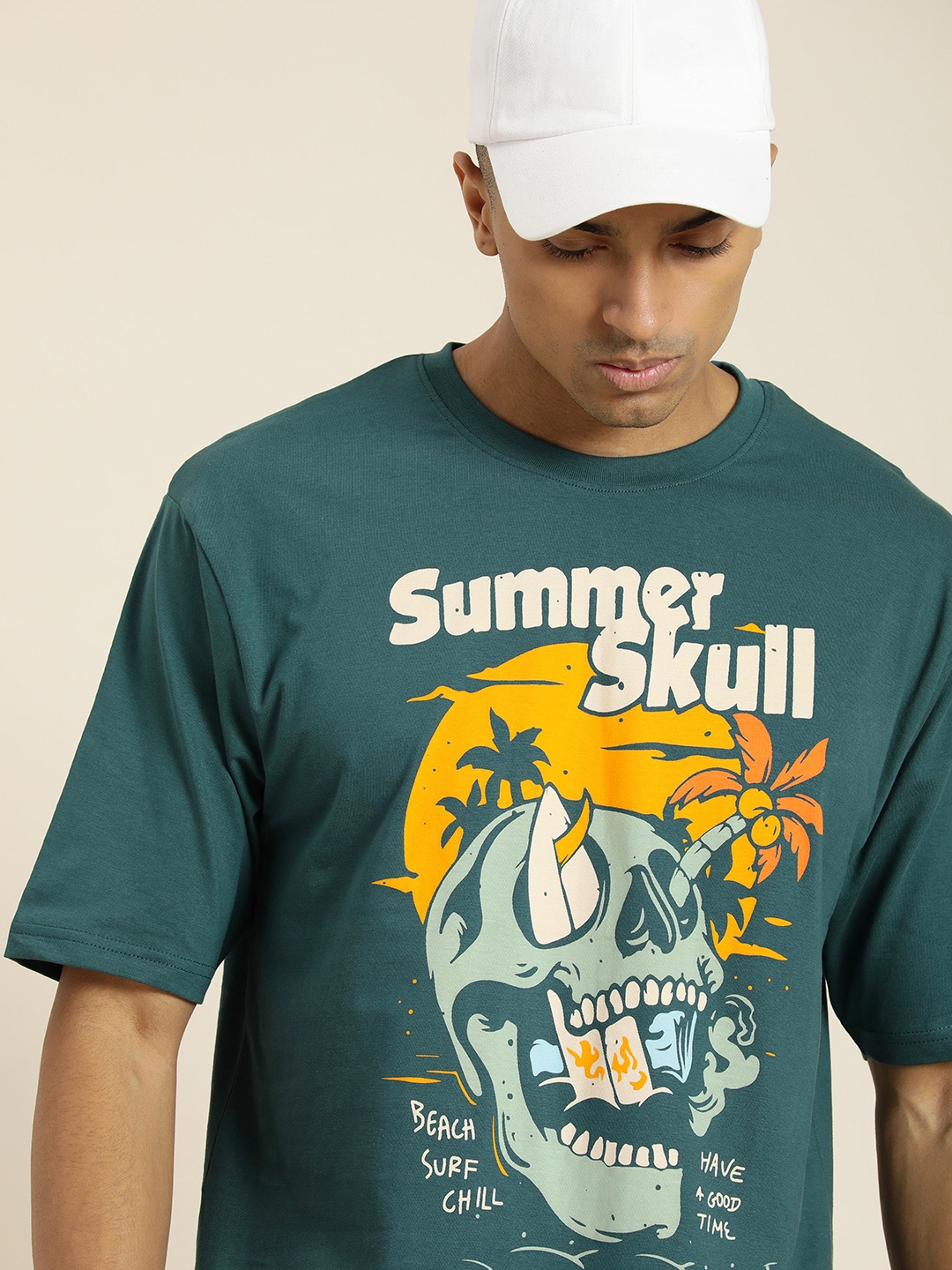 

Difference of Opinion Men Graphic Printed Oversized T-shirt, Green