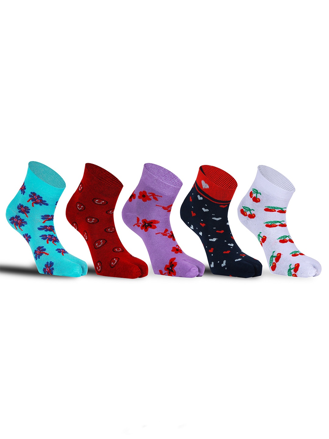 

RC. ROYAL CLASS Women Pack Of 5 Patterned Cotton Ankle Length Socks, Blue