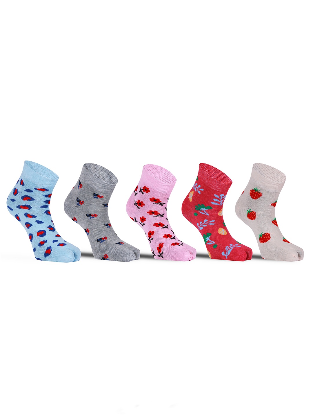 

RC. ROYAL CLASS Women Pack Of 5 Patterned Cotton Ankle Length Socks, Blue