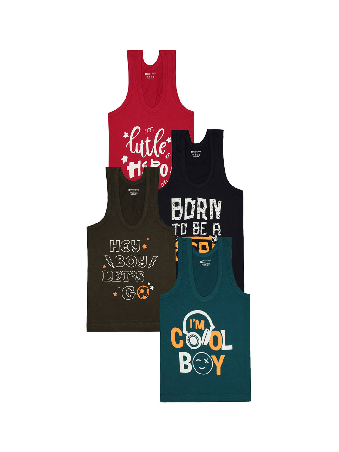 

Bodycare Boys Pack Of 4 Assorted Cotton Innerwear Vests