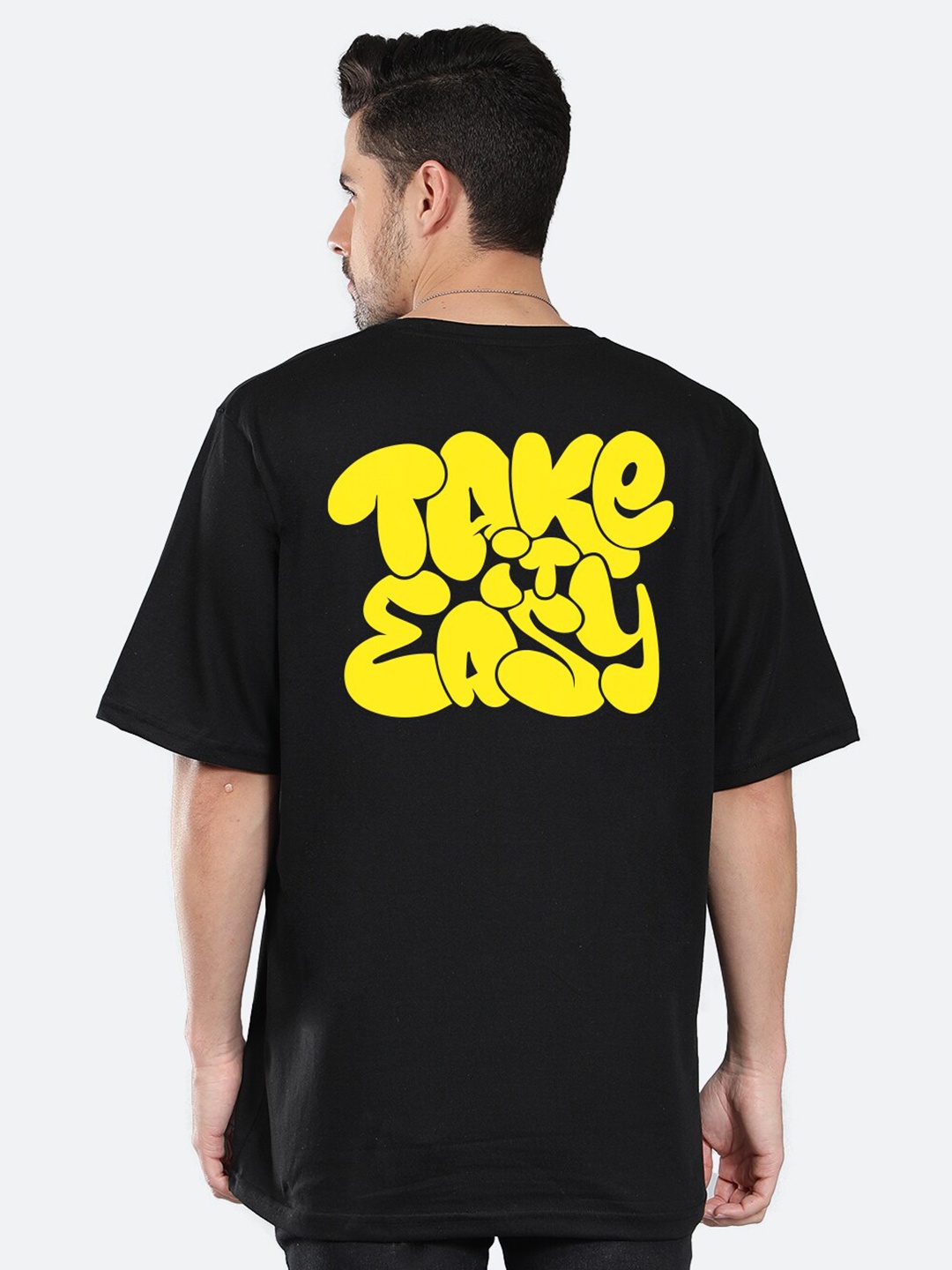 

Mad Over Print Typography Printed Cotton Oversized T-shirt, Black