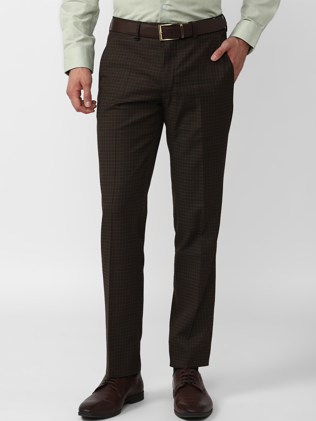 

Van Heusen Men Mid-Rise Slim Fit Formal Trousers, Brown
