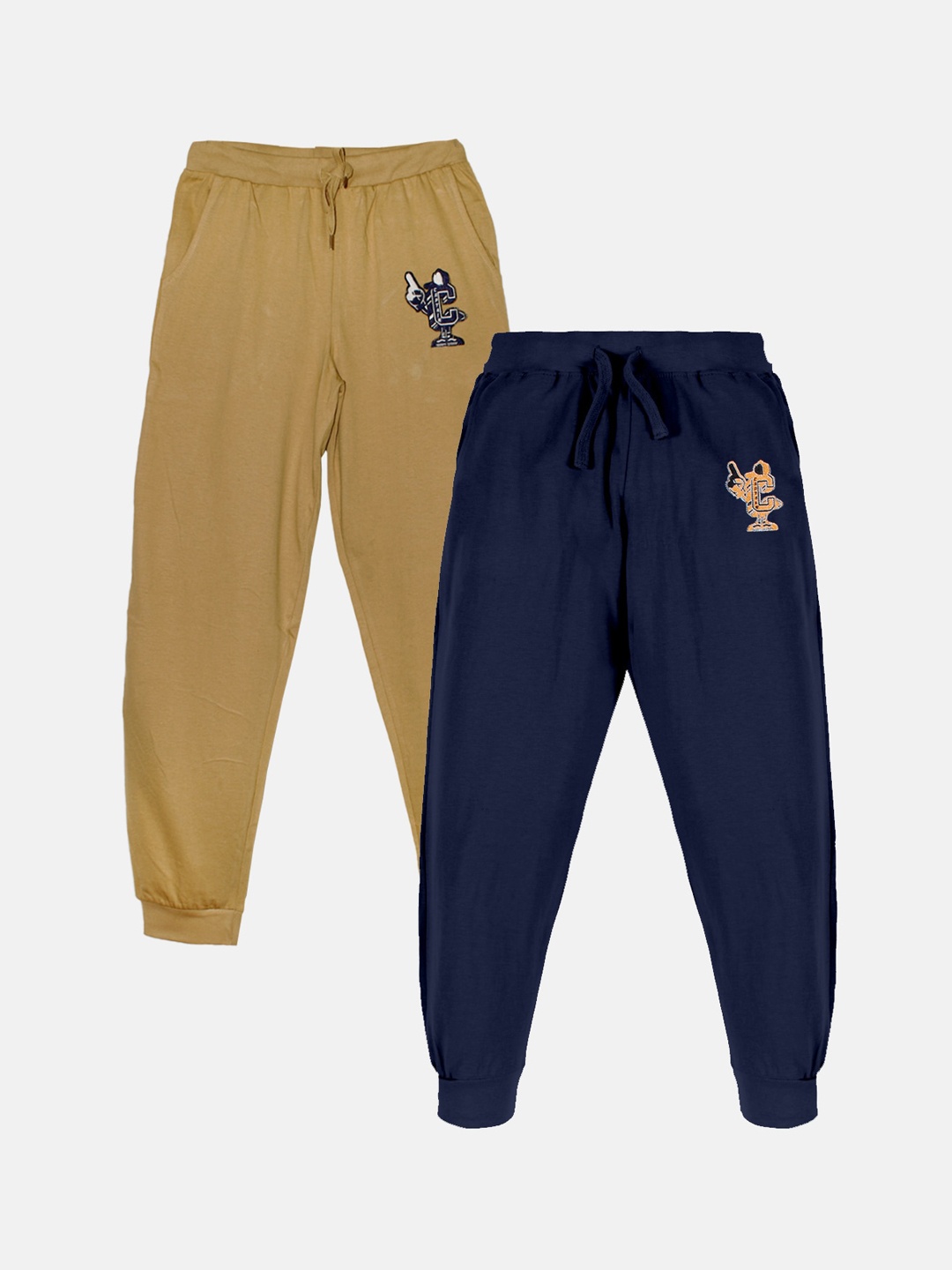

KiddoPanti Boys Pack Of 2 Pure Cotton Joggers, Navy blue
