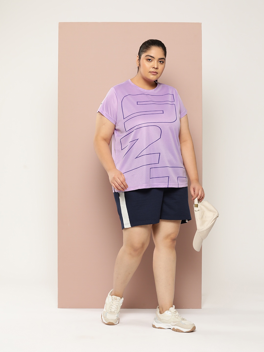 

Sztori Plus Size Typography Printed Active T-shirt, Lavender
